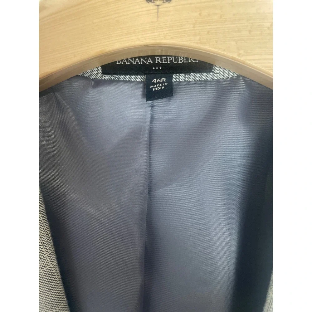 Banana Republic Mens Slim Fit Cotton Blend Sport Coat Jacket Gray Plaid 46R
